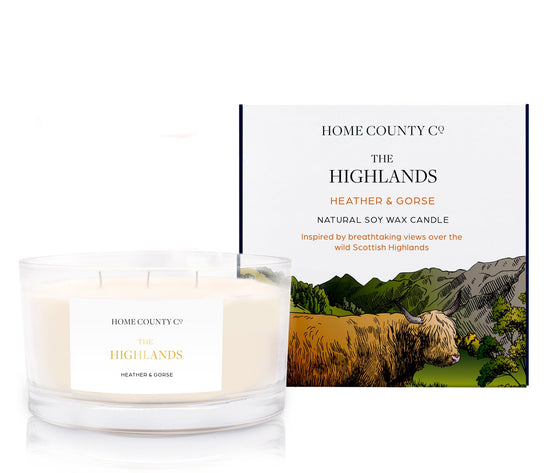 The Highlands - Heather and Gorse 3 Wick Soy Candle - Pack of 4