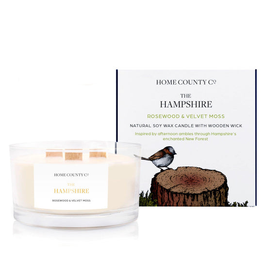 The Hampshire - Rosewood and Velvet Moss 3 Wick  - Pack of 4Soy Candle