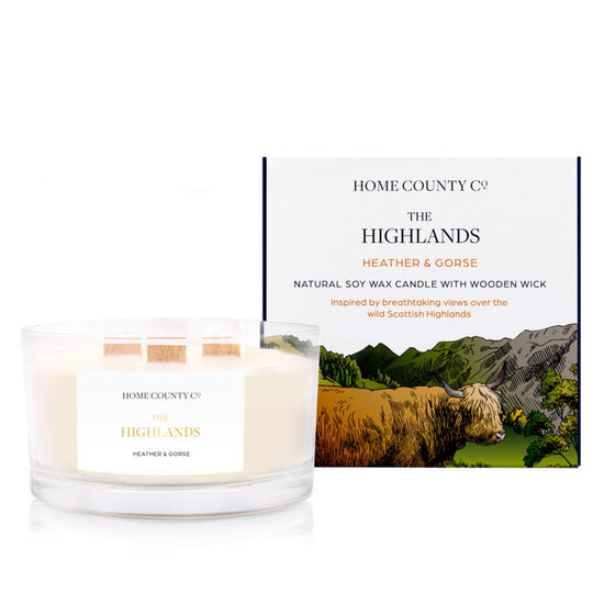 The Highlands - Heather and Gorse 3 Wick Soy Candle - Pack of 4